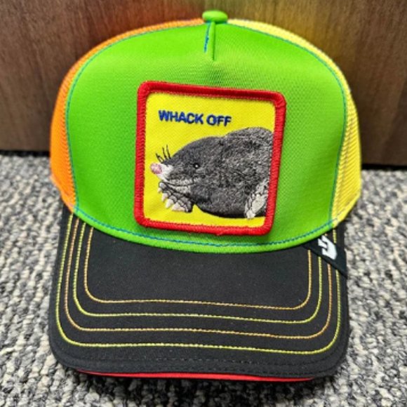 Goorin Bros Animal Farm Trucker Baseball Hat Cap Whack Off Holey Moley Mole Rare - Picture 1 of 3